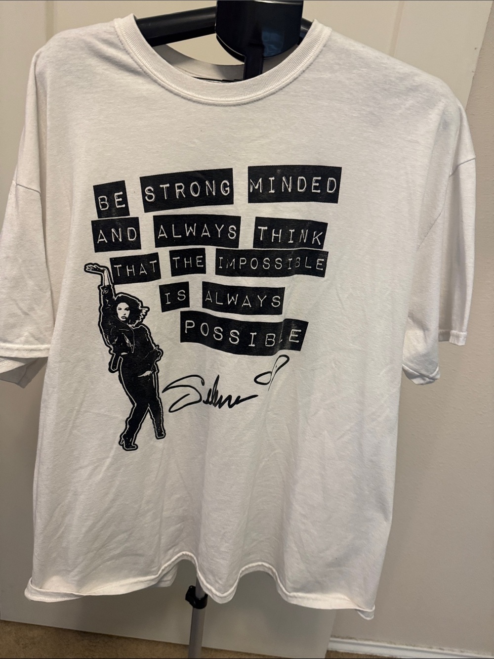 Gildan White Short-Sleeve Tee with Black Motivational Graphic